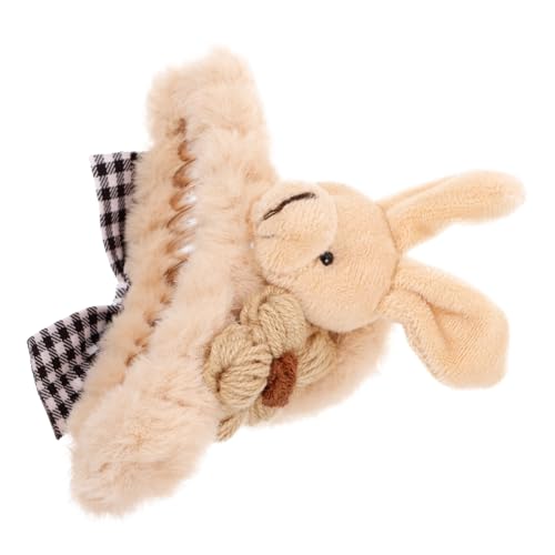 Garneck Großer Brauner Plüsch Haarclip für Damen Weiche Krallenspange Bequem und Vielseitig für Langes Haar zum Stylen Schminken und Sport Langlebiges Leichtes Haarzubehör von Garneck