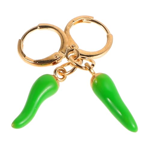 Garneck Chili-pfeffer-creolen Huggie-ohrringe Aus Italienischem Horn Für Damen Grün Originelles Design Bequemer Sitz Vielseitig Tragbar von Garneck