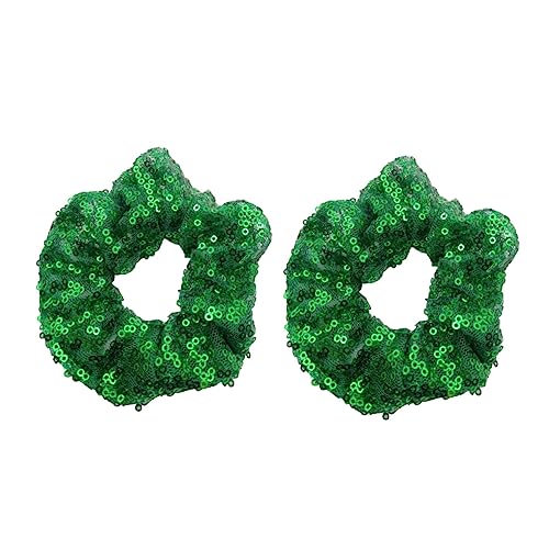 Garneck Grüne Pailletten-Haargummis - 2 Stück Glitzernde Pferdeschwanz Halter Für Mädchen Dehnbarer Haargummi Ideal Für Feiertage Und Alltagsstylings von Garneck