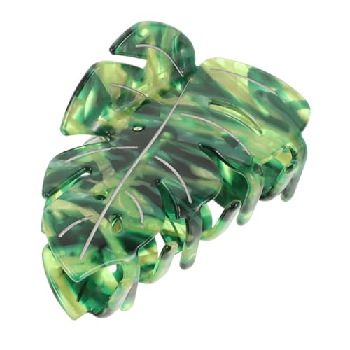 Garneck Haarklammer Blattform aus Robustem Acetat Rutschfester Halt für Dickes Haar Eleganter Grüner Haarklammerclip Vielseitiges Haaraccessoire für Frauen Modischer Styling klauegriff von Garneck