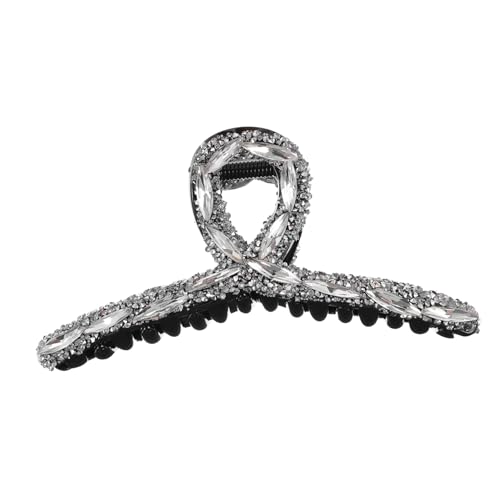 Garneck Haarklammer mit Strasssteinen Silberner Haarclip Starker Halt Eleganter Schmuck Geeignet für Damen Alltag und Geschenk für Mutter Tochter Freundin von Garneck