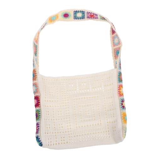 Garneck Häkel-strandtasche Damen Sommerurlaub Handtasche mit Einzigartiger Musterung Leichter Langlebiger Tragetasche für Shopping Party Dating Ästhetische Boho-netztasche von Garneck