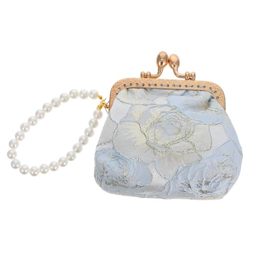 Garneck Handgefertigte Damen Clutch mit Chinesischem Brokatähnlichem Stoff Floraler Bestickung und Eleganten Kunstperlen Kleine Handtasche für Abendveranstaltungen Hochzeit Makeup und von Garneck