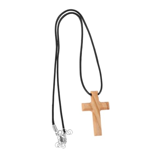 Garneck Handgefertigte Holz Kreuz Halskette Olivenholz Handgeschnitzter Christlicher Gebetsanhänger Spirituelles Schmuckstück für Glaubensbekenntnis und Religiöse Inspiration Schlichtes von Garneck