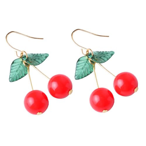 Garneck Handgemachte Ohrringe Damen Ohrhänger Rot Fruchtmotiv Langlebig Leicht Party Schmuck Geschenk von Garneck