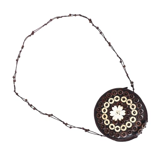 Garneck Handgewebte Boho Schultertasche mit Kokosnussschale Handgehäkelte Crossbody Umhängetasche Kompakte Ethno Geldbörse für Damen Leichtes Portemonnaie für Shopping und Reisen von Garneck
