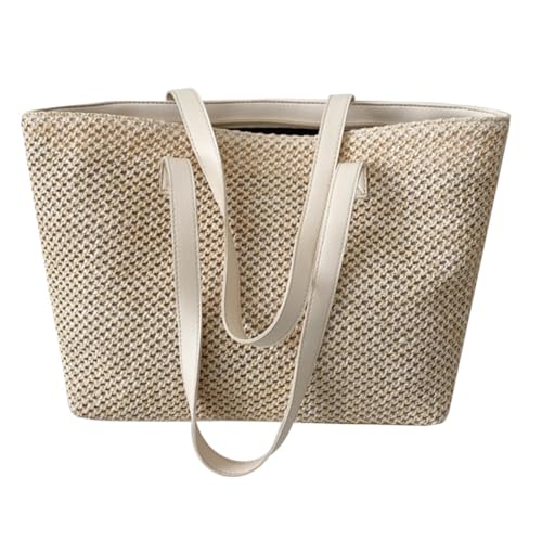 Garneck Handgewebte Strohtasche Damen Große Kapazität Schultertasche Strandtasche Elegant Robust Für Alltag Arbeit Urlaub von Garneck