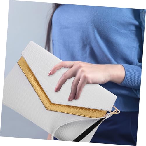 Garneck Handtasche Damen Envelope Clutch Elegant Leicht PU Retro Muster Modisch Vielseitig Für Alltag Arbeit Abendveranstaltungen Weiß von Garneck