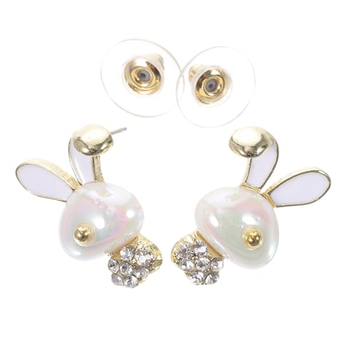 Garneck Hasen Ohrstecker mit Großen Perlen Leichte Statement Ohrringe für Damen Sichere und Langlebige Kaninchen Ohrhänger zu Ostern Modischer Schmuck für Alltag und Festival von Garneck