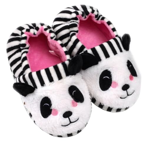 Garneck Hausschuhe Warm Gefüttert Gestreift Panda Design Rutschfest Geschlossener Fersenbereich Weiche Baumwollpantoffeln Für Mädchen Jungen Innenbereich Zuhause von Garneck