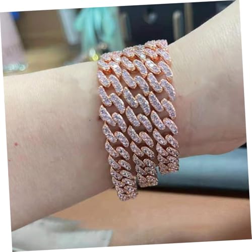 Garneck Herren Armband Roségold Farbverlauf mit Pinkem Stilvolle Vintage Link Kette Modisches Alloy Schmuckstück für Geburtstag und Alltag von Garneck