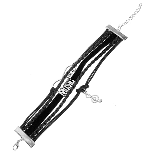 Garneck Herren Lederarmband Mehrlagig mit Musiknoten Anhänger Punk Stil Armband für Männer Mehrschichtiges Geflochtenes Wristband Klassisches Modisches für Party und Alltag von Garneck
