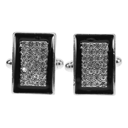 Garneck Herren Manschettenknöpfe Kristallglas Elegantes Accessoire für Hochzeiten und Business Anlässe Teiliges Schwarz Stilvolles Design für Anzug und Hemd von Garneck