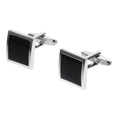 Garneck Herren Manschettenknöpfe Silber Quadratisch French Style Cuff Studs Robust Für Business Hochzeit von Garneck