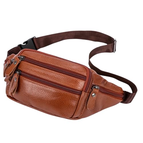 Garneck Herren Schultertasche Echtleder Chic Sling Bag Leicht Kratzfest Robust Outdoor Sport Reise Alltag Brustbeutel mit Großem Fassungsvermögen für Schlüssel Telefon Geldbörse von Garneck
