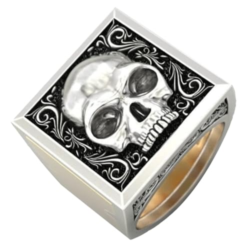 Garneck Herren Vintage Totenkopf Ring mit Geheimfach Punk Stil Skull Design Handpoliert Langlebiger Legierungsring mit Verstecktem Aufbewahrungsfach Modischer Gothic Schmuck von Garneck