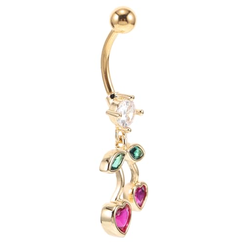 Garneck Herz Kirsche Bauchnabelring Edelstahl Bauchpiercing Schmuck mit Glatter Oberfläche Modisches Bauchnabelpiercing für Damen Süßer Anhänger Stilvolles Nabelpiercing Zubehör von Garneck