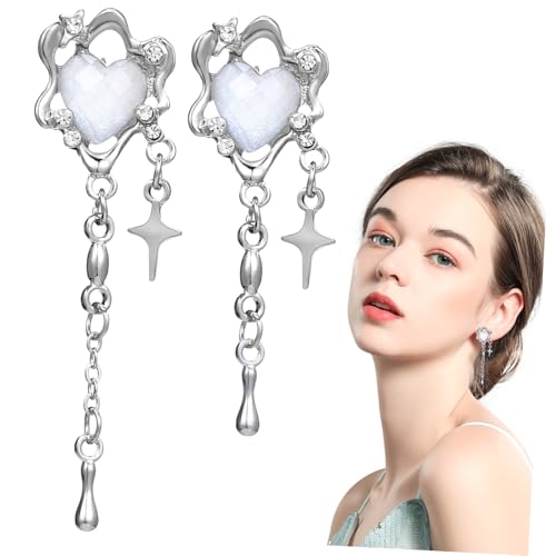 Garneck Herz stern ohrringe Damen Ohrschmuck aus Robustem Legierungs material Einzigartiges Design Stilvolle Hängeohrringe Geeignet für Altersgruppen und Vielseitige Anlässe von Garneck