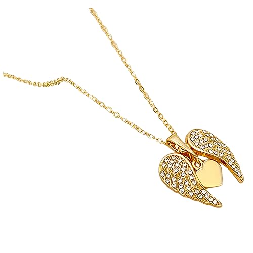 Garneck Herzanhänger Damen Halskette mit Engelsflügel Design Leicht Hautfreundlich Zarte Clavicle Kette für Alltag und Party Perfektes zu Muttertag und Weihnachten von Garneck