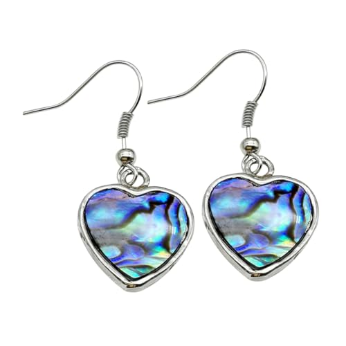 Garneck Herzförmige Abalone muschel Ohrringe Damen Schmuck Hängend Natürliche Muschel Ohranhänger Modisch Elegant Für Frauen Geschenk Party Alltag von Garneck