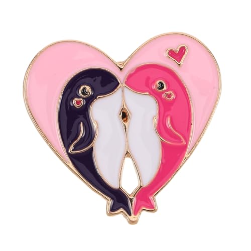 Garneck Herzbrosche Mit Delfinmotiv Aus Metall Und Emaille Anstecker Für Kleidung Hüte Schals Und Rucksäcke Meeresthema Brosche Für Ozeanliebhaber von Garneck