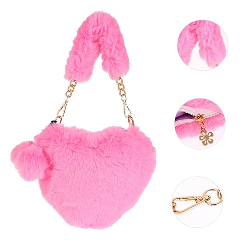 Garneck Herzförmige Plüschhandtasche für Damen Flauschige Furry Bag für Partys Shopping und Freizeitaktivitäten mit Praktischem Stauraum für Handy und Lippenstift von Garneck