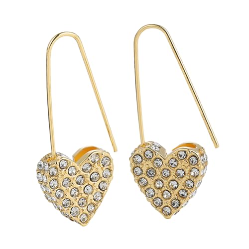 Garneck Herzförmige Sicherheitsnadel ohrringe mit Zirkonia Modische Legierungs ohrstecker für Damen Auffälliges Design Langlebig und Komfortabel für Frauen von Garneck