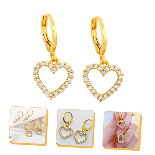 Garneck Herzförmige Strass Ohrringe für Damen Baumelnde Kupfer Ohrhänger Modischer Schmuck für Festival Party und Alltag Elegantes Design von Garneck