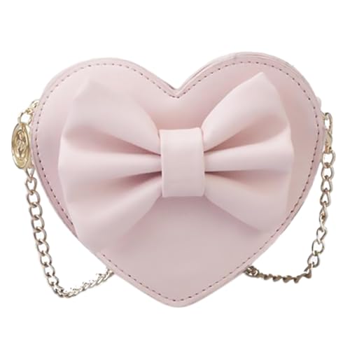 Garneck Herzförmige Umhängetasche Damen mit Eleganter Kette Pu oberfläche und Schleifen design Niedliche Kleine Schultertasche für Alltag und Party Praktische und Stilvolle Kosmetiktasche von Garneck