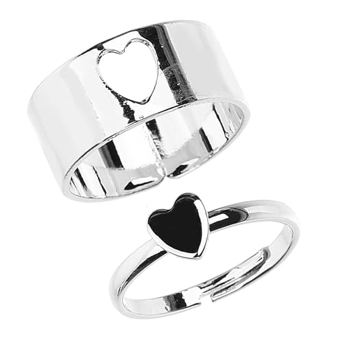Garneck Herzringe für Verstellbarer Offener Ring Silber Modischer Statement Finger Ring für Damen und Herren für Valentinstag und Besondere Anlässe von Garneck