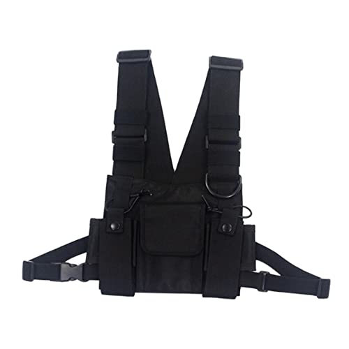 Garneck Hip Hop Vest Bag Herren Damen Verstellbare Brusttasche Funktional Leichte Umhängetasche für Outdoor Sport Reisen Alltag mit Großem Fassungsvermögen und Komfortablem Schultergurt von Garneck