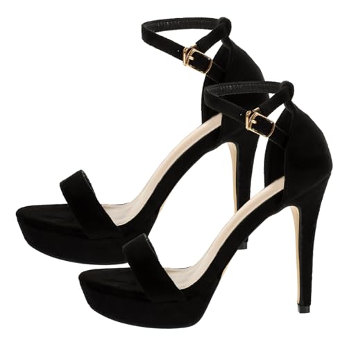 Garneck Hohe Damensandalen mit Blockabsatz Schwarze Leichte Strapazierfähige Sommerschuhe Atmungsaktiv Rutschfest Elegantes Design für Damen und Mädchen von Garneck