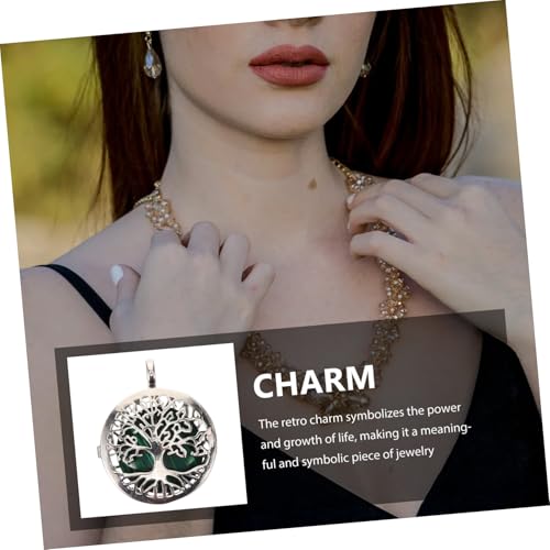 Garneck Hohlgearbeiteter Lebensbaum Anhänger aus Legierung und Stein Schmuckanhänger für DIY Halsketten Armbänder Vielseitiger Charm mit Filigranem Design und Langlebiger Verarbeitung von Garneck