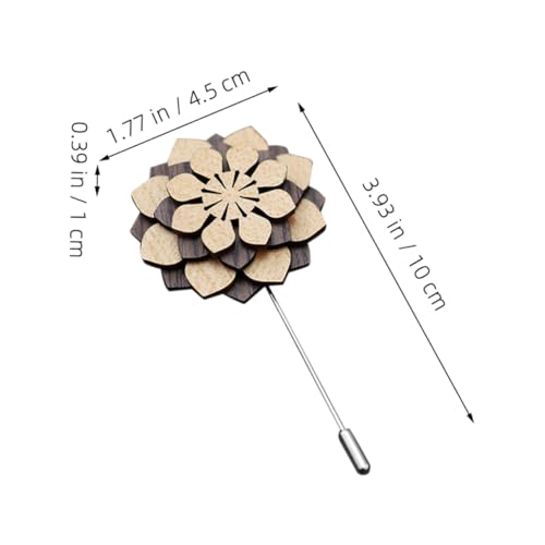 Garneck Holzfloral Anstecknadel Herren Boutonniere Pin Blumendekor Klassischer Handgefertigter Holz Broschenstecker für Anzug Modisch und Langlebig von Garneck