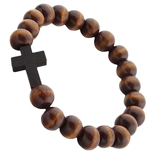 Garneck Holzperlen Kreuz Armband Handgefertigte Holz Kette mit Kreuzanhänger Strapazierfähiges Damen Schmuckstück Modisches für Familie und Freunde Eleganter Stil von Garneck
