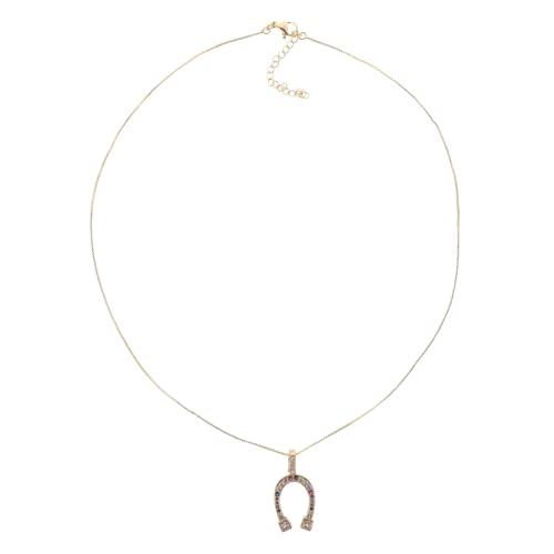 Garneck Horseshoe Charm Halskette Damen Herren Goldfarben Micro zirkonia Anhänger Kreativer Schmuck Leicht Hautfreundlich Geschenkidee Für Geburtstag Valentinstag Muttertag von Garneck