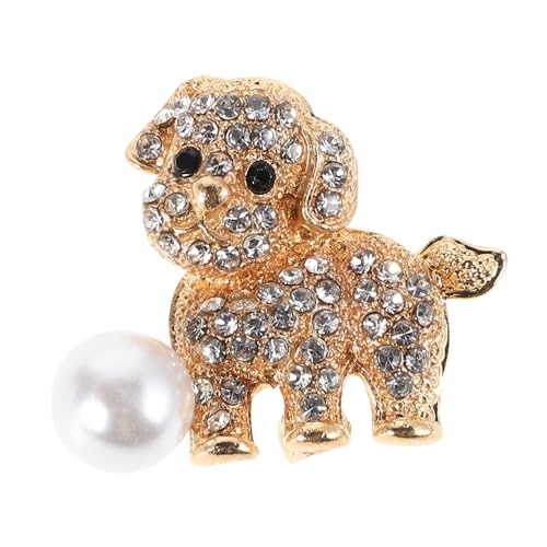 Garneck Hund Brosche Robustem Legierungsmetall mit Funkelnden Strasssteinen Anstecknadel für Damen und Herren Vielseitiges Schmuckstück für Jacken Mäntel Anzüge bei Hochzeiten und Partys von Garneck