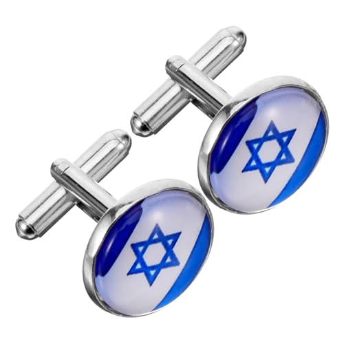 Garneck Israel Flagge Manschettenknöpfe Herren Hemd Knöpfe aus Langlebiger Zinklegierung Stilvolle Hemdmanschetten Schmuck für Anzug und Business Detailreiche Verarbeitung von Garneck