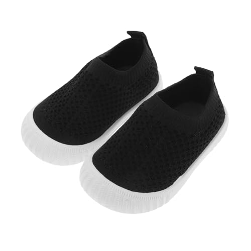 Garneck Junge Mädchen Schuhe Jungen Atmungsaktive Lauflernschuhe Weiche Sohle Mesh Walking Schuhe rutschfest Barfußschuhe für Junge Mädchen Innenlänge Schwarz von Garneck