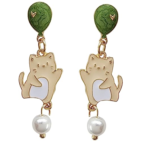 Garneck Katzenanhänger Perlenohrringe Damen Mit Baumelnden Katzen Imitationsperlen-ohrringe Ohrhänger Ohrschmuck Perlenschmuck Garneck Katzenanhänger Perlenohrringe Damen Mit Baumelnden Katzen Imitationsperlen-ohrringe Ohrhänger Ohrschmuck Perlenschmuck von Garneck