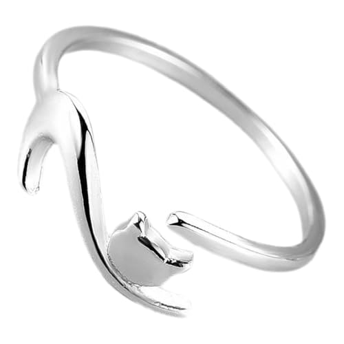 Garneck Verstellbarer Katzenring Aus Silber Eleganter Offener Ring Für Damen Und Mädchen Niedliches Tierdesign Modisches Geschenk Für Freunde Garneck Verstellbarer Katzenring Aus Silber Eleganter Offener Ring Für Damen Und Mädchen Niedliches Tierdesign Modisches Geschenk Für Freunde von Garneck