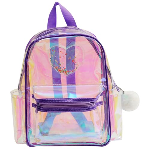 Garneck Klarer PVC Rucksack mit Herzmuster Transparenter Stadionrucksack für Frauen und Mädchen Leichter Süßer Kleiner Rucksack für Reisen und Outdoor Aktivitäten von Garneck