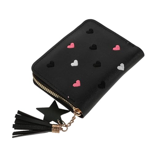 Garneck Klein Geldbörse für Damen mit Reißverschluss Süße Geldtasche für Frauen Multifunktionale Kartenhalter Münztasche Praktisch und Leicht zu Tragen Schwarz von Garneck