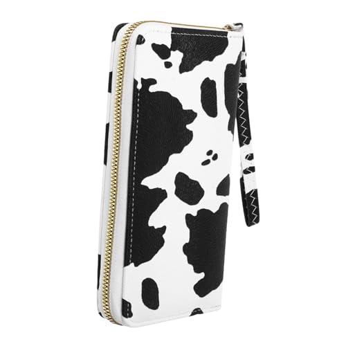 Garneck Kleine Damen Geldbörse PU mit Vielen Fächern Tragbare Clutch im Kuh Print Design für Reisen und Alltag von Garneck