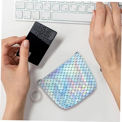 Garneck Kleine Damen Geldbörse mit Fischschuppenmuster PU Reißverschluss Portemonnaie Kompakte Clutch für Münzen und Karten Modisches Multifunktionales Kurzformat für Alltag und Büro von Garneck