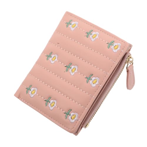 Garneck Kleine Damen Geldbörse mit Niedlicher Stickerei Faltbarer PU Geldbeutel Multifunktionaler Kartenhalter Münzfach Kompakt und Leicht für Alltag und Reisen Tragbares Portemonnaie von Garneck