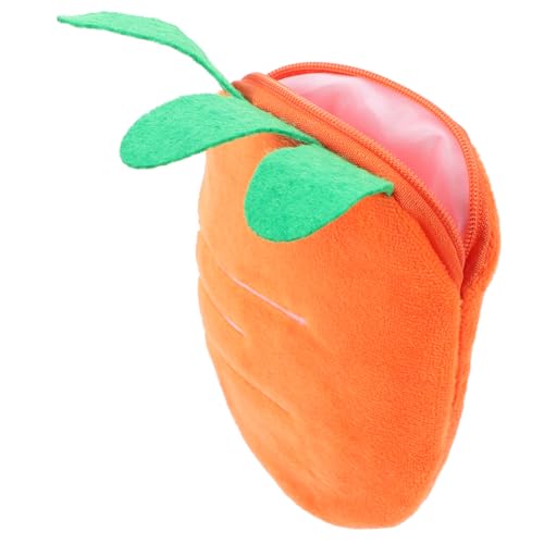 Garneck Kleine Damen Münzbörse mit Reißverschluss Karotten Design Schlüssel und Lippenstift Etui Kompakt und Leicht für Reisen und Alltag Langlebig und Sicher Verschließbar von Garneck