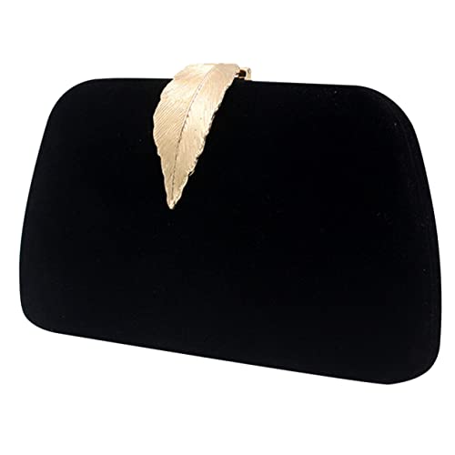 Garneck Kleine Multifunktionale Kosmetiktasche mit Metallblatt Schließe und Kettenriemen Tragbare Umhängetasche für Outdoor Party und Geldbörse Schwarzes Velours Design Kompakt und von Garneck