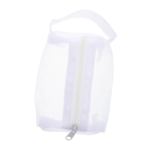 Garneck Kleine Netz Kosmetiktasche mit Reißverschluss Tragbarer Make Up Organizer für Damen Atmungsaktive Aufbewahrungstasche für Lippenstifte und Schmuck Weiß von Garneck