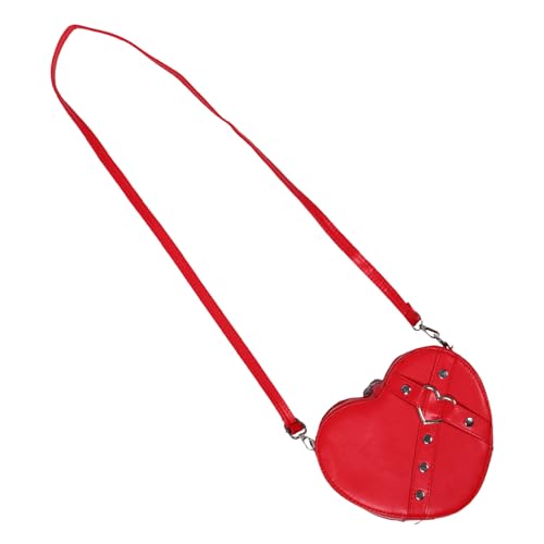 Garneck Kleine Rote Herzförmige Crossbody Tasche Damen Zipper Satchel Kunstleder Leicht Kompakt und Strapazierfähig Modische Schultertasche für Alltag und Party von Garneck